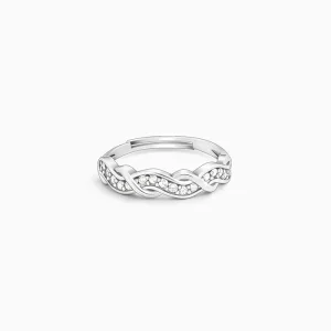 silver zircon winding wave ring